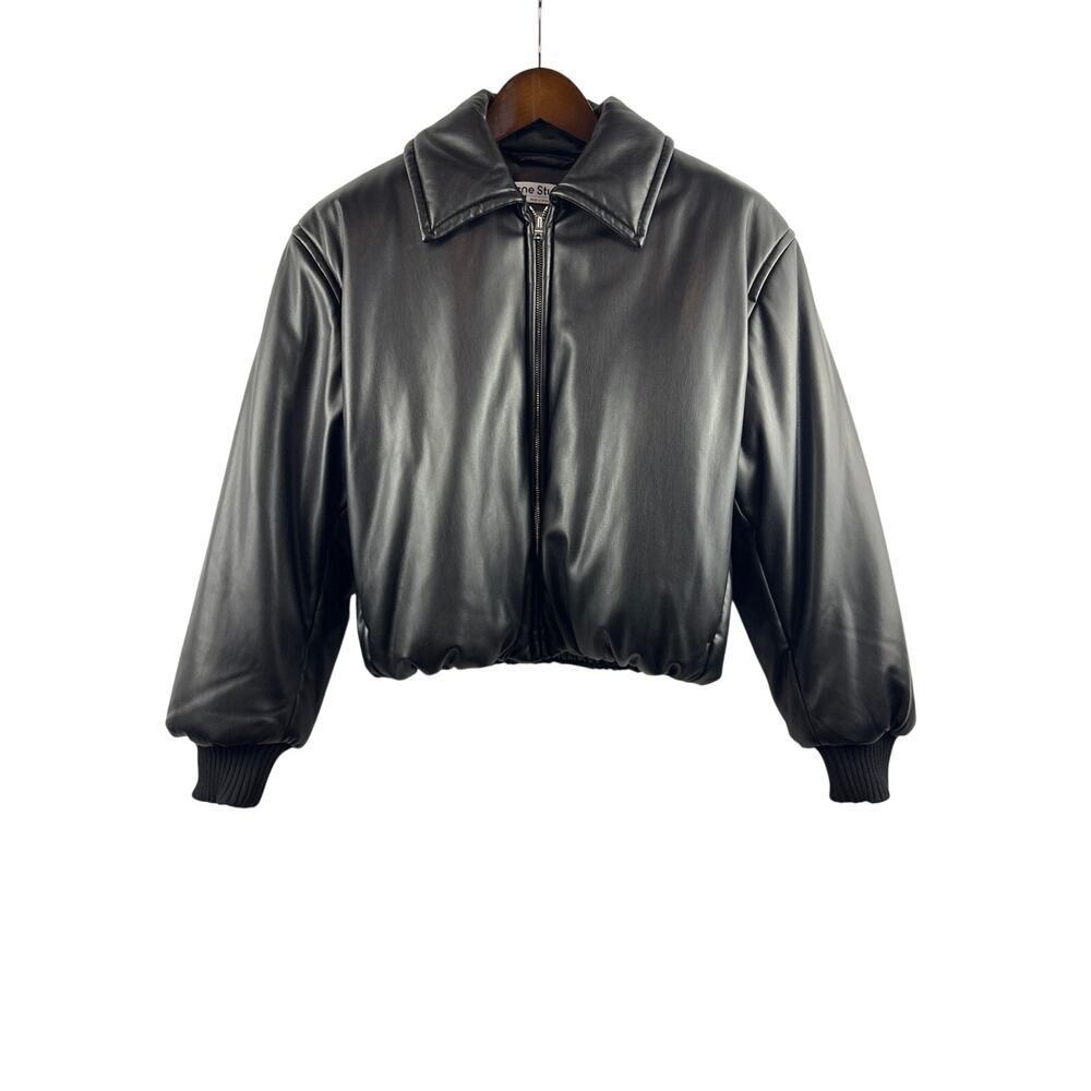 Women’s Acne Studios Medium Black Leather Bomber Jacket